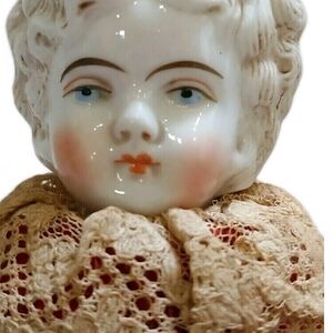 Porcelain Doll Head with Lace Accent